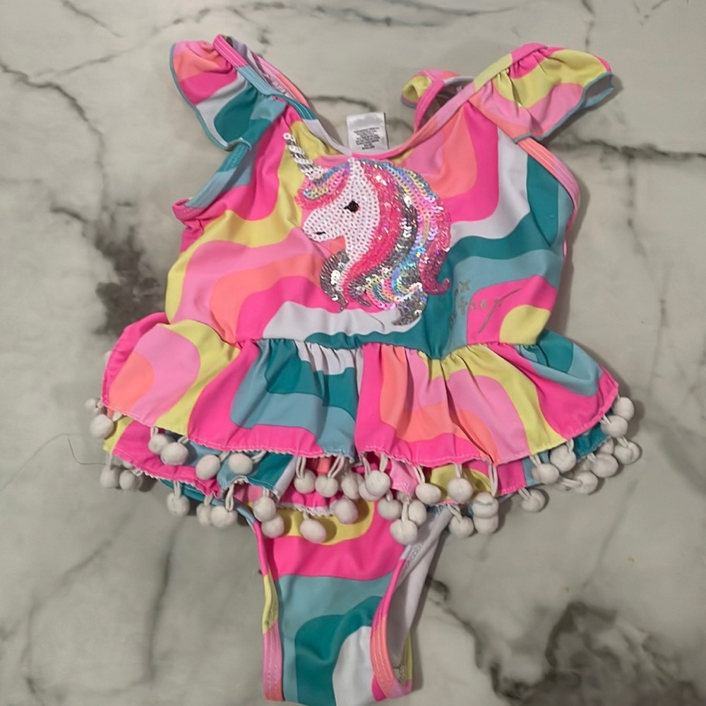 Betsey Johnson rainbow toddler swimsuit size 4🌈💗